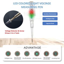 Hirsha Voltage Tester Pen Multifunctional tester LED High-Brightness electric tester pen with LED Light & Screwdriver - Accurate & Safe Testing Tool Voltage tester Detector image 3