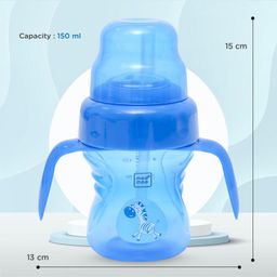 Mee Mee Anti Spill, Interchangeable Sipper/Sippy Cup 150ml with Soft Silicone Spout and Straw BPA Free, 6m+ (Blue) image 5