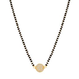 jfl Jewellery for Less Gold Plated American Diamond Studded Single Ball Pendant Short Chain Mangalsutra image 5