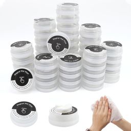 illuminati store 5 PCS Hand Pop Hand Wipes, Press Push Up Lemon Non-stimulating Sanitizing Mini Clean Towelettes Sanitizer, A Fun Way To Open Magical Strong Cool Wet Dry Type Portable for Travel On-the-Go Black White image 1