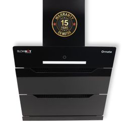Blowhot 60 cm 1450 m/hr Slant Chimney Auto Open With Installation Kit Filterless Auto Clean Motion Sensor & Touch Control, 15Yr Warranty by Blowhot, Toughened Angular Tri-Glass - (Ornate Plus) image 1