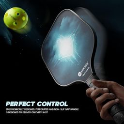 Konex 14mm Pickleball Paddle with Fiberglass Surface & Hexagonal Core | Lightweight & Durable Racket with Non Slip Comfortable Grip Handle | Comes with Protective Sleeve Cover (Black) image 4