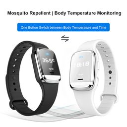 elbme ELBME® Portable Mosquito Repellent Wristband Mosquito Wrist Watch Mosquitoes Repellent Bracelet with Time & Body Temperature Digital Display For Kids Adult image 2
