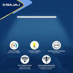Bajaj AWE Smart Tw & Dimmable LED Batten 20W Voice Control | Wifi Enabled | ‎Energy Efficient | Instant On | Dimmable | Long Lasting | Tunable | Colour Changing | LED Batten For Home | 1 Yr Warranty image 4