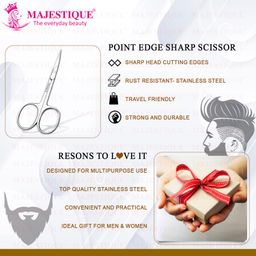 Majestique 2Pcs Professional Cuticle Scissors - Use as Fingernails, Shaving Scissors, Moustache, Beard, Eyebrow Scissors Toenails – Sharp Cuticle Scissors - Manicure Small Scissor for Men and Women image 4