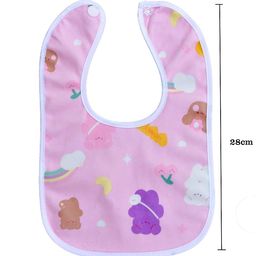 THE LITTLE LOOKERS Baby Button Bibs/Apron Cute Overall Print with Tich Button| Soft Cotton Fabric with PVC on Back/Quick Absorption & Fast Drying for Babies/Newborns/Infants (Pack of 3) image 5