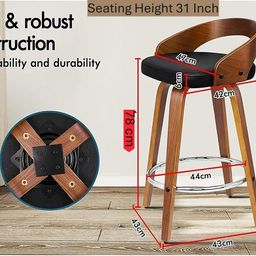 my art design Elegant Waterfall Type Wooden Legs Bar & Kitchen Stool Chair for Home Office Cafe Restaurant Dinning (2) image 2