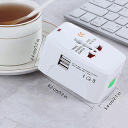 generic ULTRABYTES 200+ Countries Supported Universal Travel Adapter with Build in Dual USB Plug Travel Adapter International All in One Worldwide Adapters Compatible with Laptop, Mobile, Camera, Tablet image 2