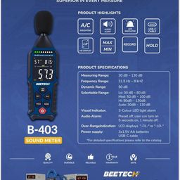 Beetech ® B-403 Buzzer Alarm Sound Level Meter With 3 Color LED For Sound Level Indication By Skyking ® image 2