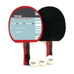 TANSO Table Tennis (TT) Racket Set Starter Bundle (Table Tennis Rackets and Training White Balls Included, Consistent Bounce and Spin, Ergonomic Grip Handle, Beginner and Recreational Players) image 1