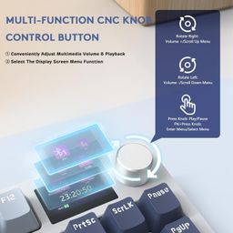 Attack Shark K86 RGB 75% Wireless Board Mechanical Keyboard, Triple Mode Bluetooth5.0/2.4G/USB-C 82 Keys Hot Swap Gaming Keyboard 4000mAh Battery w/Knob &TFT Smart Display- Lavender Blue image 3