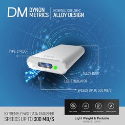 Dynon Metrics External SSD – USB-C Portable SSD with Standard USB-A and C Cable – High-Strength Alloy SSD External – 300MB/s Fast Data Transfer – Pocket Size Solid State Drive – 512 GB image 3