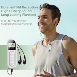 UMUTOO FM Radio, Rechargeable Portable Pocket Transistor Radio with Best Reception,LCD Digital Tuning with Backlight, Stereo Sound, Belt Clip for Jogging,Walking (White) … image 2