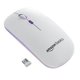 amazon basics Rechargeable Wireless Mouse with RGB LED Backlit 1600 DPI Ergonomic Mouse for Laptop, PC image 1