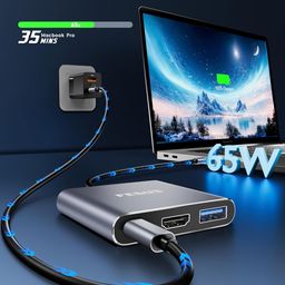 FEDUS USB Hub Type C Hub, USB C Hub, USB Type C to 4K HDMI adapter Converter, Type C to USB 3.0@5gbps Type a Converter With 65W Power Delivery for MacBook Pro/Air, iPhone, Phones, Tablets, Pc Computer image 5