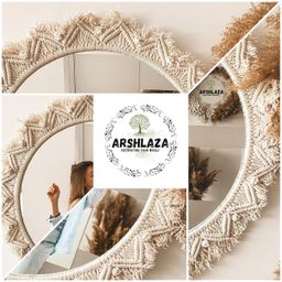 ARSHLAZA Macrame Hanging Wall Mirror with Macrame Round Mirror Art Boho Decor Macrame Decorative Mirror [MG22], Framed, White image 5