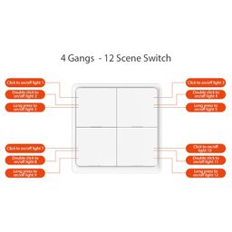 loogbh Ametoys Tuya ZigBee Wireless 4 Gang Scene Switch, Push Button, White, ON-OFF-ON, Compatible with Alexa, Google Home, Siri image 3