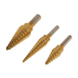 robodo 3 Pieces Hss Steel Step Cone Drill Titanium Bit Set Hole Cutter Triangular Shank image 3