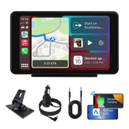 plimpton Upgraded Portable Carplay Android Auto Screen for Car, 7 Inch IPS Touch Screen Wireless Car Play Driveplay Multimedia Player with Voice Control, BT, Mirror Link for All Vehicle image 1