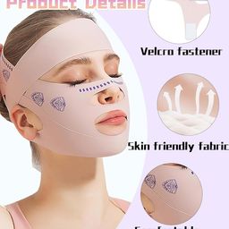 Double Chin Reducer, three layers Reusable Jawline Shaper and Face Fat Reducer Face Lifting Mask Slimming Tool for Contouring and Shaping Effective Facial Support 53 * 11cm image 3