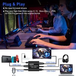 Microware Audio Video Capture Card with Loop Out, 4K HDMI Game Capture USB 3.0 Record Capture Card Device via DSLR Camcorder Cam Computer for Live Streaming Broadcasting, Video Conference, Gaming image 5