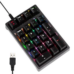 JPHTEK Number Pad, Mechanical USB Wired Numeric Keypad with Blue LED Backlit 21 Key Mini Numpad for Laptop Desktop Computer PC Black (Blue switches) image 1