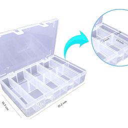 GLOBOMOTIVE Multipurpose Plastic Storage Box with 8 Removable Dividers (Transparent), Rectangular image 2