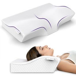 MY ARMOR Cervical Pillow for Neck Pain |2 Years Warranty |Memory Foam Pillow with Dual Height Options - 2 & 4 Inch Standard Size Contour Pillow - Pack of 1 image 1
