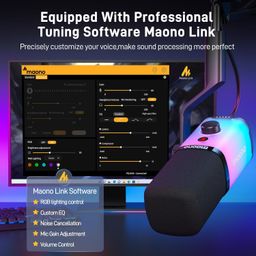 MAONO USB/XLR Dynamic Gaming Mic for Podcast with Software, PC Computer Microphone with RGB Light, Mute Button, Gain & Volume Control, Monitor, Desktop Stand for Streaming, Recording,YouTube-PD100X image 4