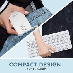ivoomi Zoox White Wireless Keyboard & Mouse Set, 2.4 ghz/Dual Bluetooth 5.0 and 1600DPI, BIS Approved, Multimedia Keys with Rupees Key, on/Off Switch, Win/Mac/Linux/Android - 1 Year Warranty image 4