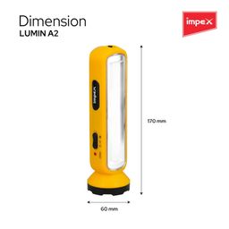 Impex 2 in 1 Rechargeable LED Flashlight with Emergency Lamp | 1600 mAh Battery | Multi Purpose Tourch Light | Lamp and Torch Light | 6 Months Warranty | Lumin A2 image 5