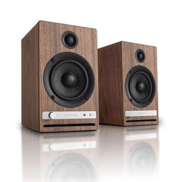Audioengine HD4 Wireless Bluetooth Speakers - Real Walnut Wood Veneer, 120W Powered Bookshelf Speakers with aptX Bluetooth, USB DAC, 3-Year Warranty image 1