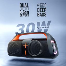 ZEBRONICS 30 Watts Portable Bluetooth Speaker, 30 Hours Playback, Dual 6.6cm Powerful Drivers, Dual Passive Radiator, mSD, TWS, Call Function, BTv5.3, USB, RGB LED (Sound Feast 200) image 2