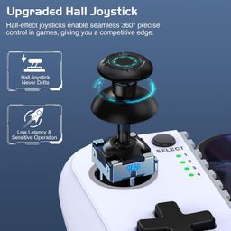 PunnkFunnk Bluetooth Smartphone Gamepad with iPhone/Android, XBOX, PC, PS4, PS3 HID & Keymap modes | Bluetooth v5.0 | Dual Vibration motors | Magnetic Hall 3D Joysticks | RGB Lighting & Backlit(White) image 3