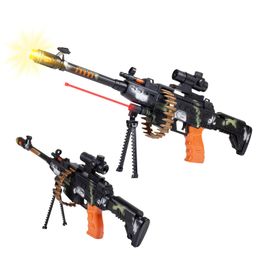 Gooyo GY-8626 Revolving Machine Gun Toy with Stand and Carry Strap, Flashing Lights & Sound Effect | Army Printed/Multi Color, Power Source: 3xAA Battery (Not Included) image 1