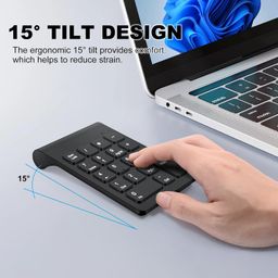 Wireless Numeric Keypad, TRELC Mini 2.4G 18 Keys Number Pad, Portable Silent Financial Accounting Numeric Keypad Keyboard Extensions with Wireless Mouse for Laptop, PC, Desktop, Notebook(Black) image 2