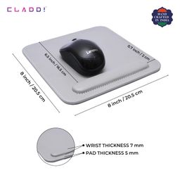 CLADD INTERNATIONAL Vegan Leather Mouse Pad Wrist Rest Ergonomic Mousepad Stitched Edge | Cushion Foam Support & Pain Relief | Suitable for Computer Laptop | Non-Slip Hard Base | Grey image 5