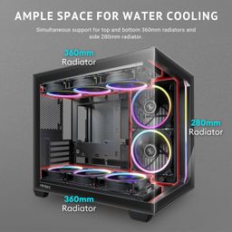 Antec C5 ARGB, 7 x 120mm ARGB PWM Fans Included, Up to 10 Fans, Type-C 3.2 Gen 2 Port, Seamless Tempered Glass Front & Side Panels, 360mm Radiator Support, Mid-Tower ATX PC Case image 5