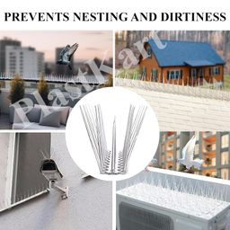 PlastKart (Pack of 10) Pigeon Spikes Anti Bird Control for Balcony, Railing, Home Window Protection from Pigeon, Dog, Monkey, Crow, Split AC, Spikes with Double Sided Tape image 5