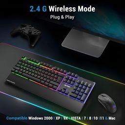 Ant Esports KM500W Pro Wireless Gaming Keyboard Mouse Combo, Rechargeable 104 Key LED Light Up Keyboard Ergonomic Wireless Gaming Mouse, Backlit Mouse Keyboard for Xbox PS5 PS4 PC Laptop image 3
