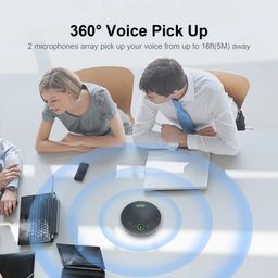 Tenveo Conference Speaker with Microphone, Bluetooth/Wireless/USB omnidirectional Speakerphone Noise Cancelling Conference Call 360° Pickup for Skype Zoom MicroTeams for 10~12 People Online Meeting image 2
