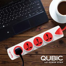 Fybros Qubic 4X1 Extension Cord, Extension Box, Power Strip with International Sockets Extension,10 AMP Output, 2 Year Warranty, 5 Meter Heavy Duty Cable, Surge and Spike Guard - Made in India image 3