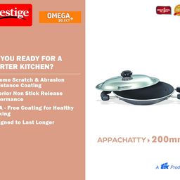 Prestige Omega Select Plus Non-Stick Deep Appachetty with Lid | Black | 20 cm | Residue Free | Scratch Resistant | Comfortable Grip | Spoon Friendly image 3