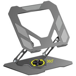 Dyazo Foldable Laptop Stand with 360° Rotating Base | Multi-Angle & Height Adjustable Design | Carbon Steel Build with Non-Slip Pads | Compatible with MacBook, Dell, HP & Laptops Upto 15.6 inch (Grey) image 1