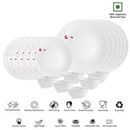 Cello Opalware Dazzle Series Lush Fiesta Dinner Set, 18 Units | Opal Glass Dinner Set for 6 | Light-Weight, Daily Use Crockery Set for Dining | White Plate and Bowl Set image 3