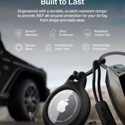 Belkin AirTag Case with Strap, Secure Holder Protective Cover for Air Tag with Scratch Resistance Accessory - Black Colour (F8W974) image 5