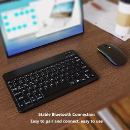 FKU 7 Color Backlit Bluetooth Keyboard and Mouse Rechargeable Combo for iPad 10th 9th iPad Pro Mini Air iPhone, iPadOS 13 or Later, Wireless Keyboard Mouse (RGB Bluetooth Keyboard Mouse Combo) image 2