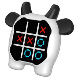 inklab Tic Tac Toe Game, Animal-Themed 3-in-1 Handheld Puzzle Game Console, Board Games for Kids and Adults, Portable Travel Games for Car Ride, Birthday Gifts for Ages 3+,Cow image 1