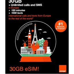 TSIM Europe eSIM 30 Days 30GB Data with Unlimited Local Calls + 120 Minutes Call Home | 5G Network | Hotspot Tethering Allowed image 1