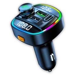 CRUST CS45 Car Bluetooth Device for Music System, FM Transmitter with Call Receiver; (PD 20W + QC3.0) Fast Charger; Real Time Car Battery Voltage Monitor; 7 Colour LED Lights; USB MP3 Audio Playback image 1